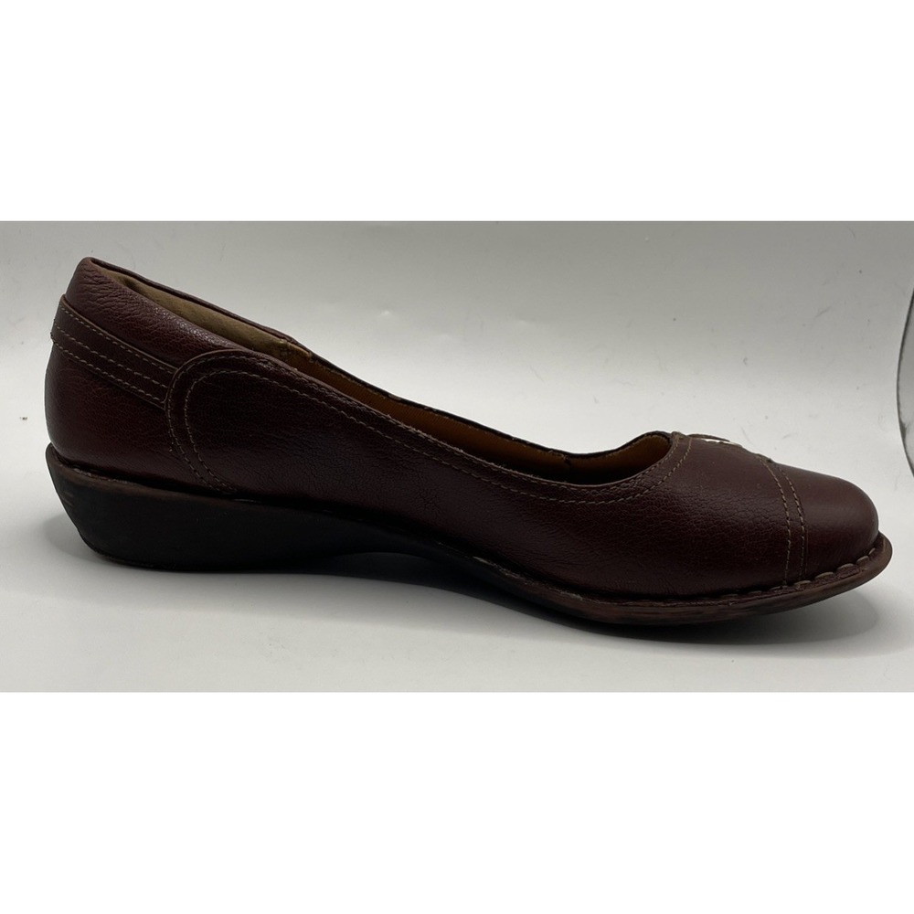 Montana Artisan Crafted Burgundy Leather Wedge Heel Flats Women's Size 9 M - Picture 7 of 12